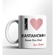 Kişiye Özel Kastamonu Seninle Daha Güzel Tema Beyaz Kupa