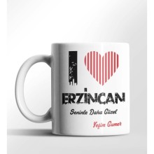 Kişiye Özel Erzincan Seninle Daha Güzel Tema Beyaz Kupa