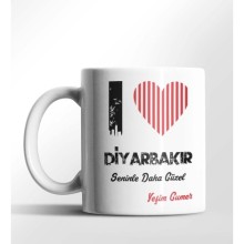 Kişiye Özel Diyarbakır Seninle Daha Güzel Tema Beyaz Kupa