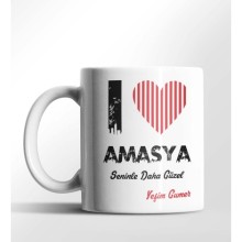 Kişiye Özel Amasya Seninle Daha Güzel Tema Beyaz Kupa