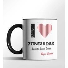 Kişiye Özel Zonguldak Seninle Daha Güzel Tema Siyah Renk Kupa
