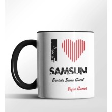 Kişiye Özel Samsun Seninle Daha Güzel Tema Siyah Renk Kupa