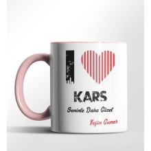 Kişiye Özel Kars Seninle Daha Güzel Tema Pembe Renk Kupa