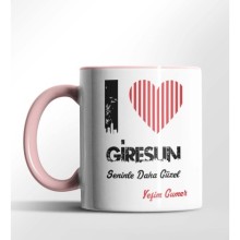 Kişiye Özel Giresun Seninle Daha Güzel Tema Pembe Renk Kupa