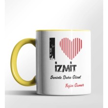 Kişiye Özel İzmit Seninle Daha Güzel Tema Sarı Renk Kupa