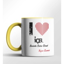 Kişiye Özel İçel Seninle Daha Güzel Tema Sarı Renk Kupa