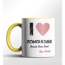 Kişiye Özel Zonguldak Seninle Daha Güzel Tema Sarı Renk Kupa