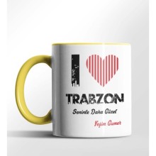 Kişiye Özel Trabzon Seninle Daha Güzel Tema Sarı Renk Kupa