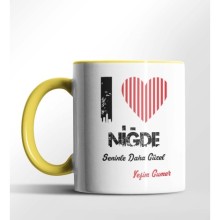 Kişiye Özel Niğde Seninle Daha Güzel Tema Sarı Renk Kupa