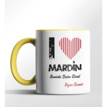 Kişiye Özel Mardin Seninle Daha Güzel Tema Sarı Renk Kupa