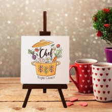 Kişiye Özel Chef - Şef Tasarımlı Şövale Ayaklı Dekoratif Doğal Taş