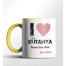 Kişiye Özel Kütahya Seninle Daha Güzel Tema Sarı Renk Kupa