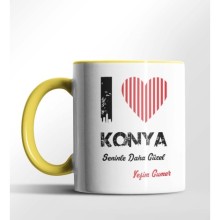 Kişiye Özel Konya Seninle Daha Güzel Tema Sarı Renk Kupa