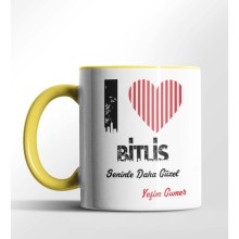 Kişiye Özel Bitlis Seninle Daha Güzel Tema Sarı Renk Kupa