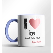 Kişiye Özel İçel Seninle Daha Güzel Tema Mavi Renk Kupa