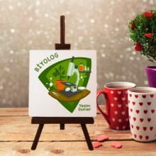 Kişiye Özel Biyolog Tasarımlı Şövale Ayaklı Dekoratif Doğal Taş