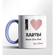 Kişiye Özel Bartın Seninle Daha Güzel Tema Mavi Renk Kupa