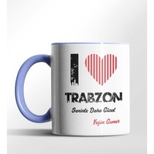 Kişiye Özel Trabzon Seninle Daha Güzel Tema Mavi Renk Kupa