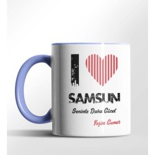 Kişiye Özel Samsun Seninle Daha Güzel Tema Mavi Renk Kupa