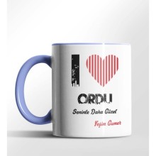 Kişiye Özel Ordu Seninle Daha Güzel Tema Mavi Renk Kupa