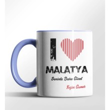 Kişiye Özel Malatya Seninle Daha Güzel Tema Mavi Renk Kupa