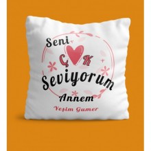 Kişiye Özel Seni Çok Seviyorum Tasarımlı Yastık - Yastık + Kılıf