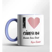 Kişiye Özel Giresun Seninle Daha Güzel Tema Mavi Renk Kupa