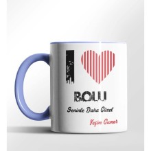 Kişiye Özel Bolu Seninle Daha Güzel Tema Mavi Renk Kupa