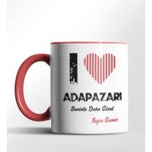 Kişiye Özel Adapazarı Seninle Daha Güzel Tema Kırmızı Renk Kupa