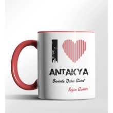 Kişiye Özel Antakya Seninle Daha Güzel Tema Kırmızı Renk Kupa