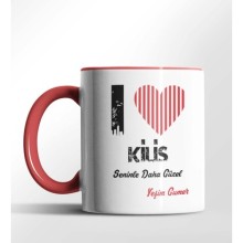 Kişiye Özel Kilis Seninle Daha Güzel Tema Kırmızı Renk Kupa