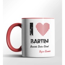 Kişiye Özel Bartın Seninle Daha Güzel Tema Kırmızı Renk Kupa