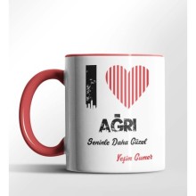 Kişiye Özel Ağrı Seninle Daha Güzel Tema Kırmızı Renk Kupa