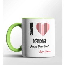 Kişiye Özel Iğdır Seninle Daha Güzel Tema Yeşil Renk Kupa