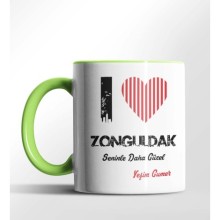 Kişiye Özel Zonguldak Seninle Daha Güzel Tema Yeşil Renk Kupa