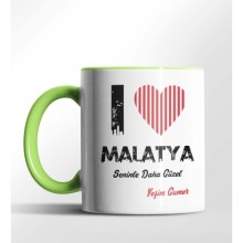 Kişiye Özel Malatya Seninle Daha Güzel Tema Yeşil Renk Kupa