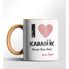 Kişiye Özel Karabük Seninle Daha Güzel Tema Turuncu Renk Kupa