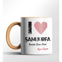 Kişiye Özel Şanlıurfa Seninle Daha Güzel Tema Turuncu Renk Kupa
