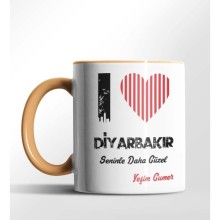 Kişiye Özel Diyarbakır Seninle Daha Güzel Tema Turuncu Renk Kupa
