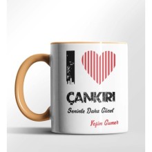 Kişiye Özel Çankırı Seninle Daha Güzel Tema Turuncu Renk Kupa