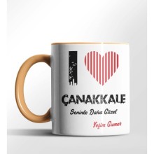 Kişiye Özel Çanakkale Seninle Daha Güzel Tema Turuncu Renk Kupa
