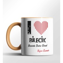 Kişiye Özel Bilecik Seninle Daha Güzel Tema Turuncu Renk Kupa