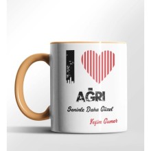 Kişiye Özel Ağrı Seninle Daha Güzel Tema Turuncu Renk Kupa