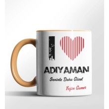 Kişiye Özel Adıyaman Seninle Daha Güzel Tema Turuncu Renk Kupa