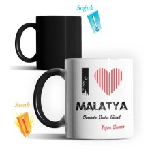 Kişiye Özel Malatya Seninle Daha Güzel Tema Sihirli Kupa Bardak