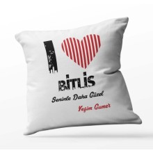Kişiye Özel Bitlis Seninle Daha Güzel Tema Kare Saten Yastık