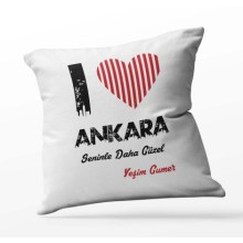 Kişiye Özel Ankara Seninle Daha Güzel Tema Kare Saten Yastık