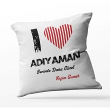 Kişiye Özel Adıyaman Seninle Daha Güzel Tema Kare Saten Yastık