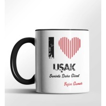 Kişiye Özel Uşak Seninle Daha Güzel Tema Siyah Renk Kupa