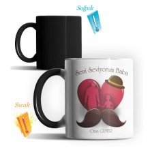 Kişiye Özel Seni Seviyorum Baba Tasarımlı Sihirli Kupa Bardak